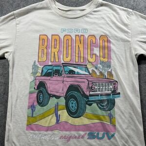 Ford Bronco Graphic T Shirt Womens XS Cream Pink Retro Desert SUV Tee